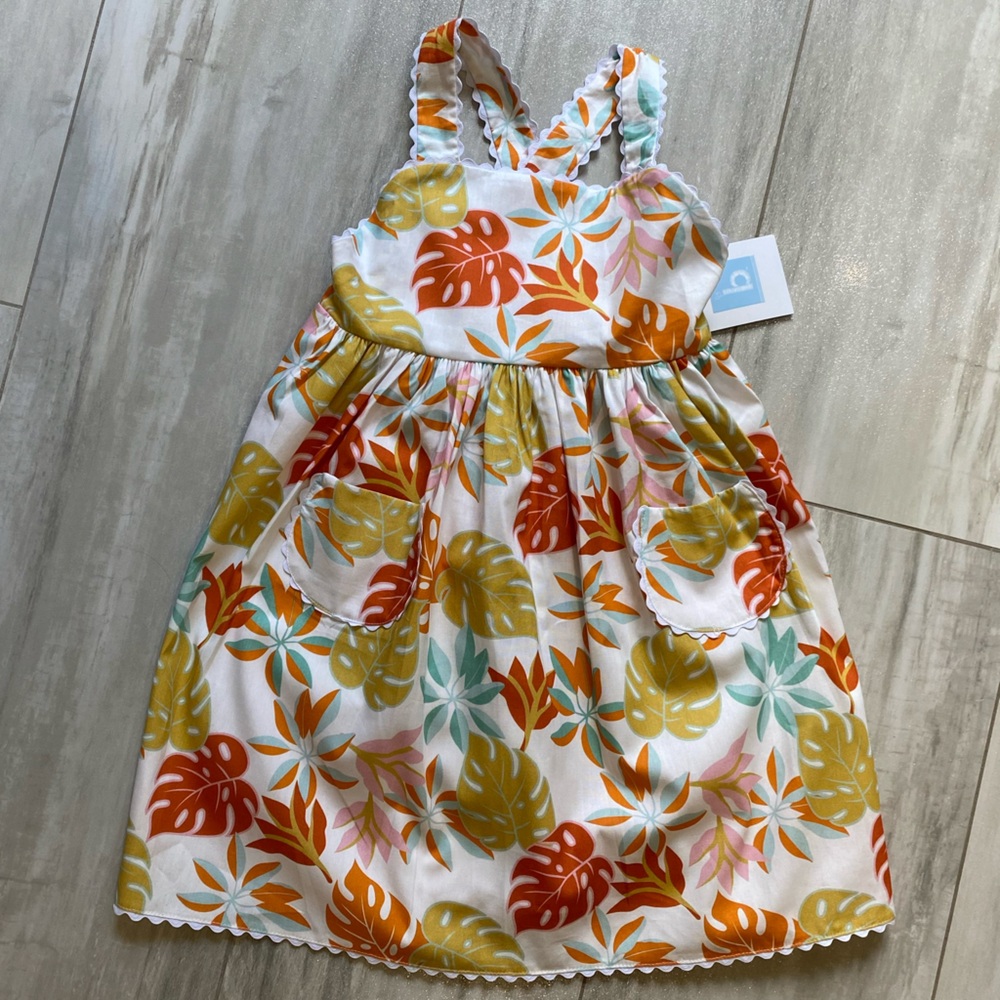 NWT Bella Bliss Yellow and Orange Manon Floral Sleeveless Landry Dress, size 4